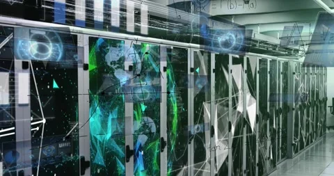 Animation of mathematical equations and data processing against plexus networks Stock Footage 329692762