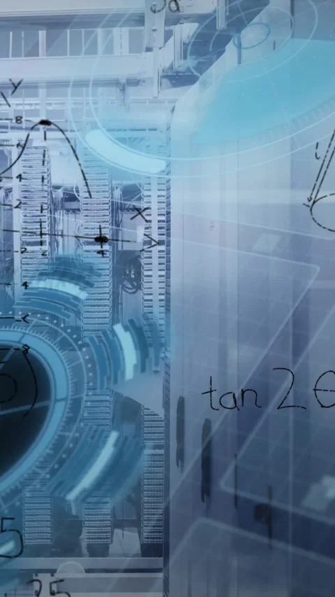 Animation of mathematical equations and data processing against computer server Stock Footage 341921141
