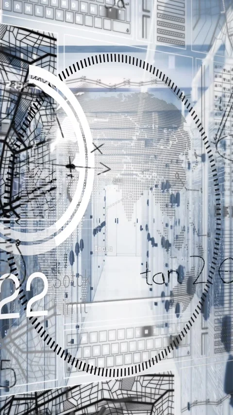 Animation of mathematical equations and data processing against computer server Stock Footage 341921144