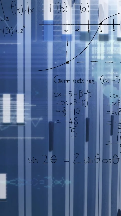 Animation of mathematical equations and data processing against empty computer Stock Footage 342600467