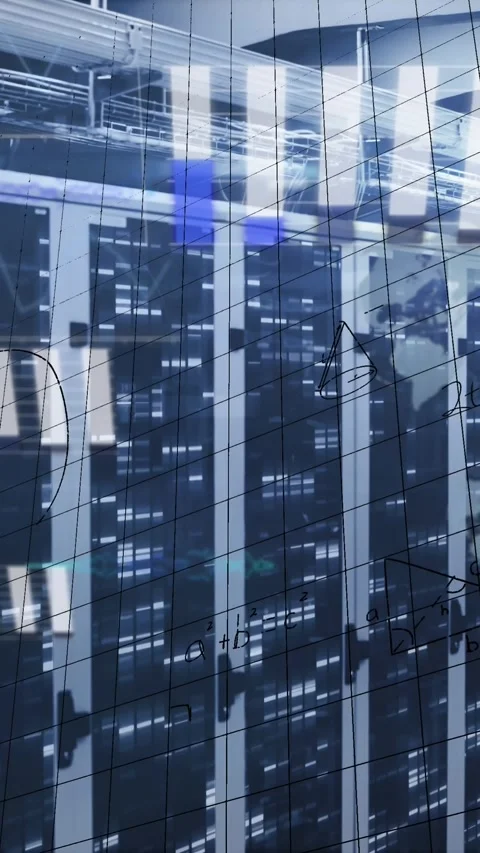 Animation of mathematical equations and data processing against empty computer Stock Footage 342612622