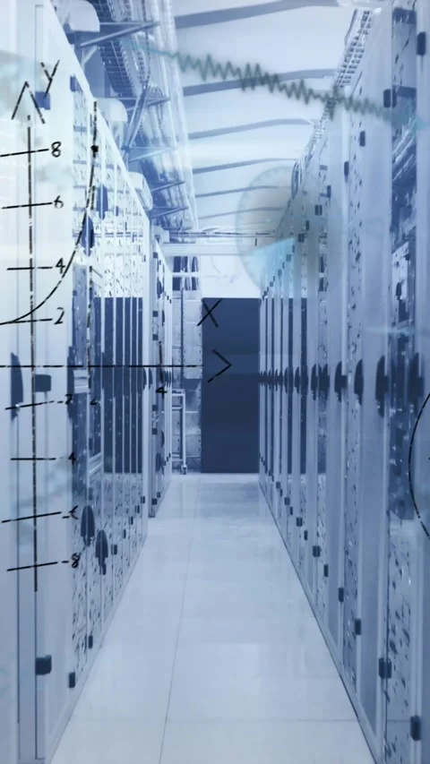Animation of mathematical equations and data processing against computer server Stock Footage 343644663