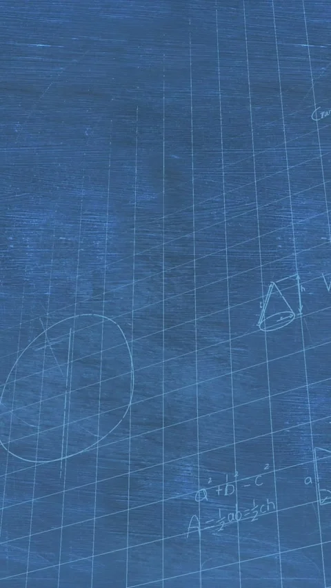 Animation of mathematical equations and diagram over grid pattern against blue Видео 344722891