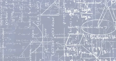 Animation of mathematical equations and diagrams over blue background Stock Footage 325837086