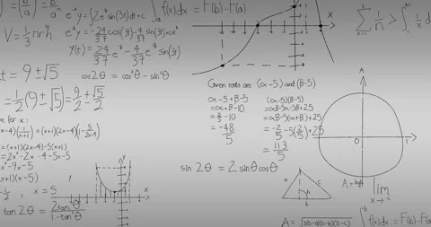 Animation of mathematical equations and diagrams against abstract background Stock Footage 330732528