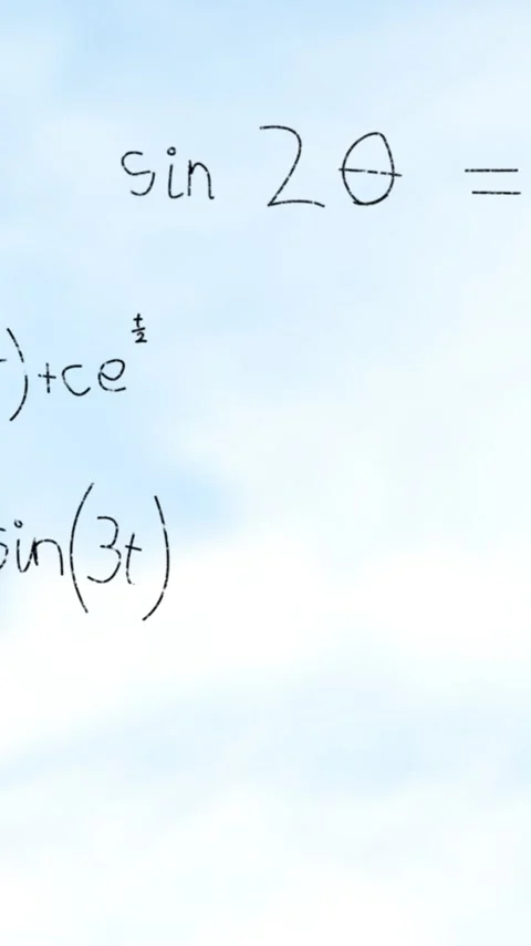 Animation of mathematical equations and formulas on cloudy sky background Stock Footage 344332009
