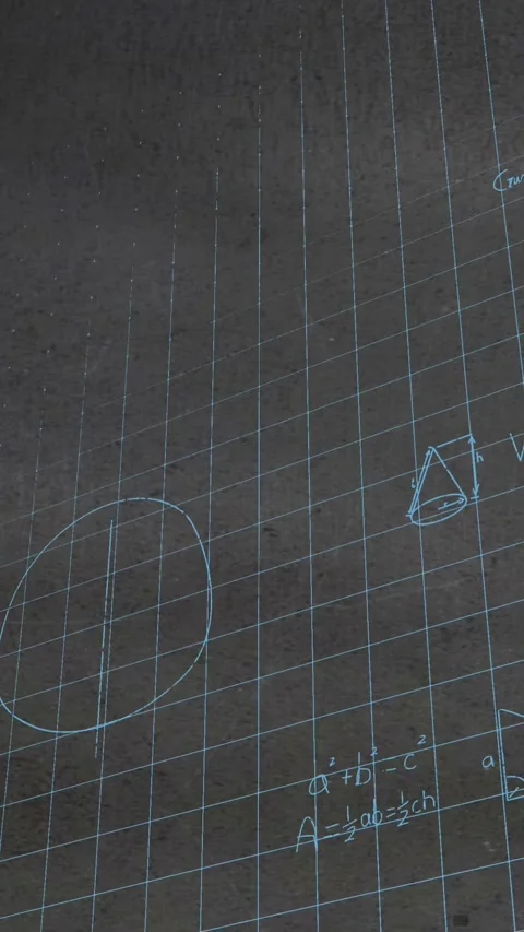 Animation of mathematical equations and formulas over grid network against Stock Footage 344636088