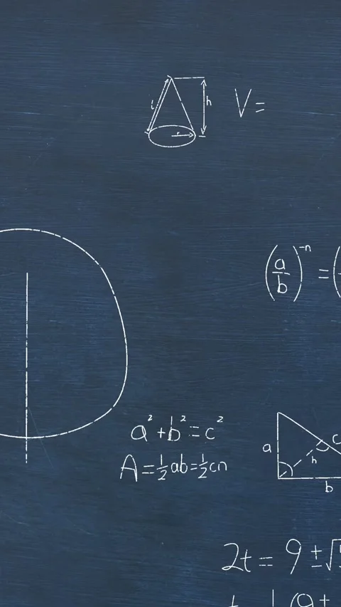 Animation of mathematical equations and formulas floating against blue Video stock 344636322