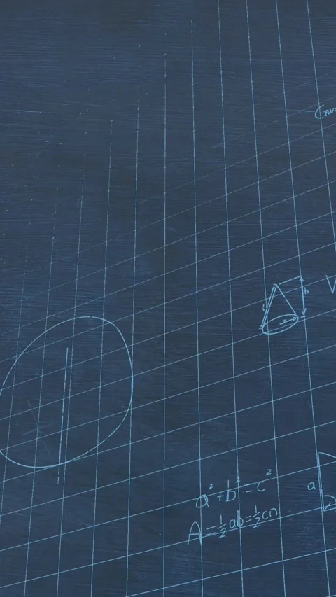Animation of mathematical equations and formulas floating against blue Video stock 344693530