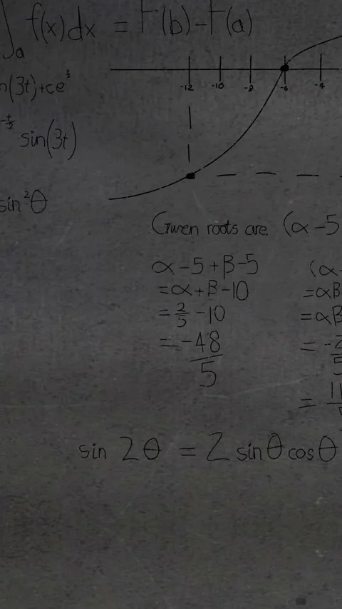 Animation of mathematical equations and formulas floating against textured grey Video stock 344706295
