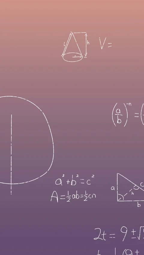 Animation of mathematical equations and formulas floating against purple Stock Footage 344745891