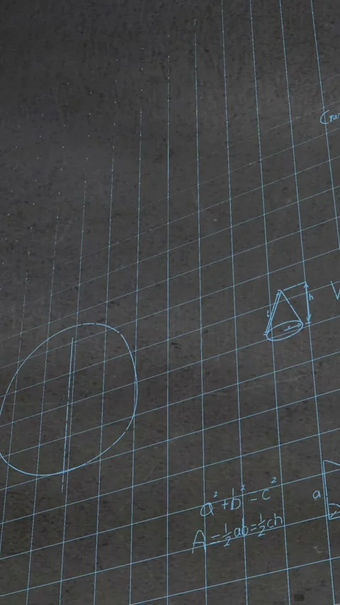 Animation of mathematical equations and formulas over grid network against Stock Footage 344783345