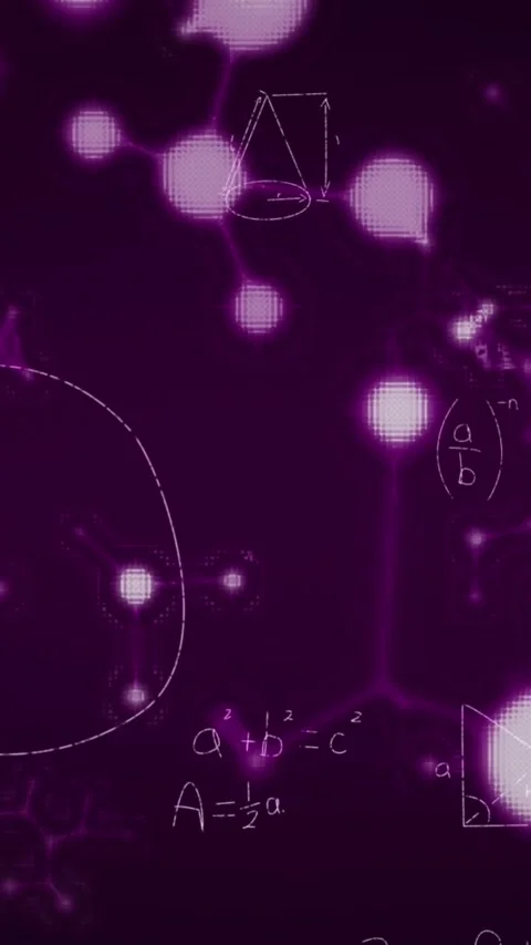 Animation of mathematical equations and glowing molecular structures against Stock Footage 344403054