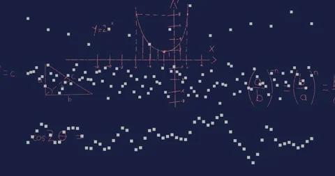Animation of mathematical equations and graphs on digital screen in school 動画素材 305292744