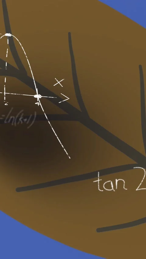Animation of mathematical equations and leaf on blue background Stock Footage 342009394
