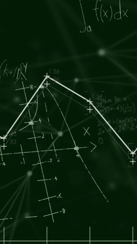 Animation of mathematical equations and network of connections floating against Stock Footage 341991594