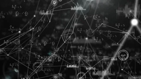 Animation of mathematical equations and numbers on black background Stock Footage 329296437