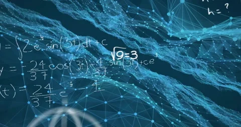Animation of mathematical equations and shapes on black background Stock Footage 310766563