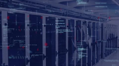 Animation of mathematical equations, binary codes and computer language over Stock Footage 248207928