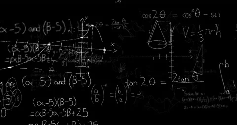 Animation of mathematical equations on black background Stock Footage 170561324