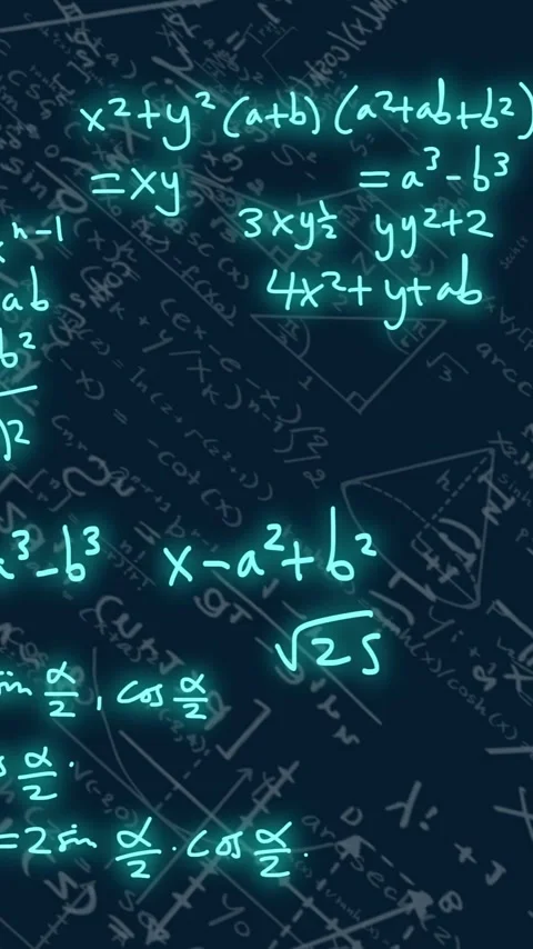 Animation of mathematical equations on black background Stock Footage 323487982