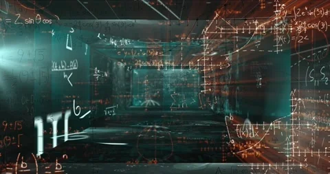 Animation of mathematical equations on black background Stock Footage 330246357