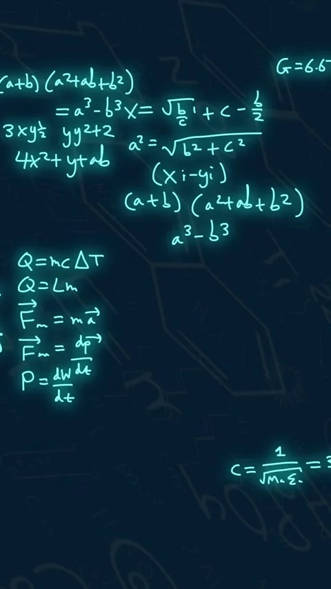 Animation of mathematical equations on black background Video stock 343091620