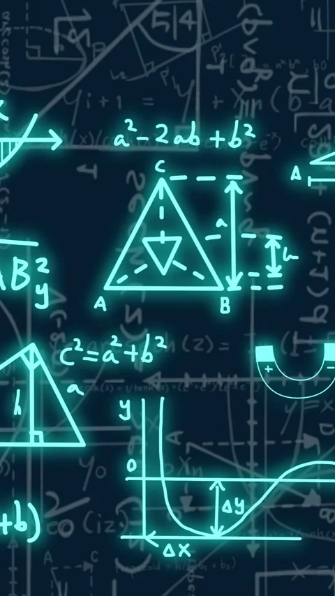 Animation of mathematical equations on black background Stock Footage 343827763