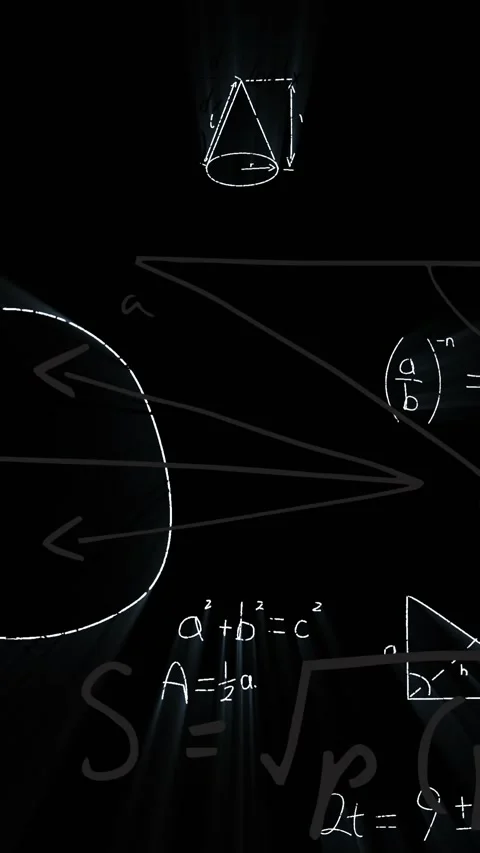Animation of mathematical equations on black background Stock Footage 344557171