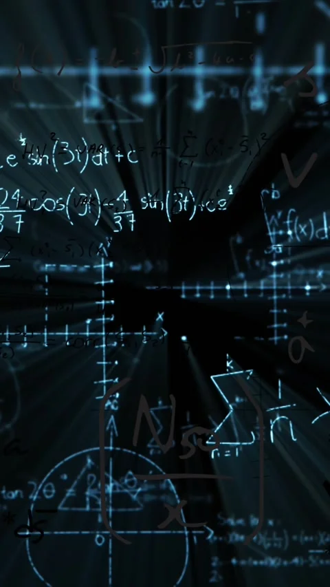 Animation of mathematical equations on black background Stock Footage 344635978