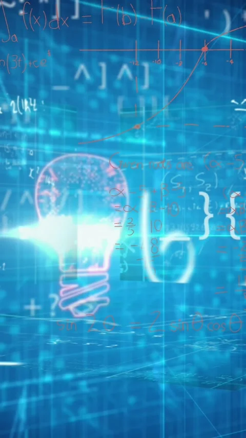 Animation of mathematical equations on black background Stock Footage 344774538