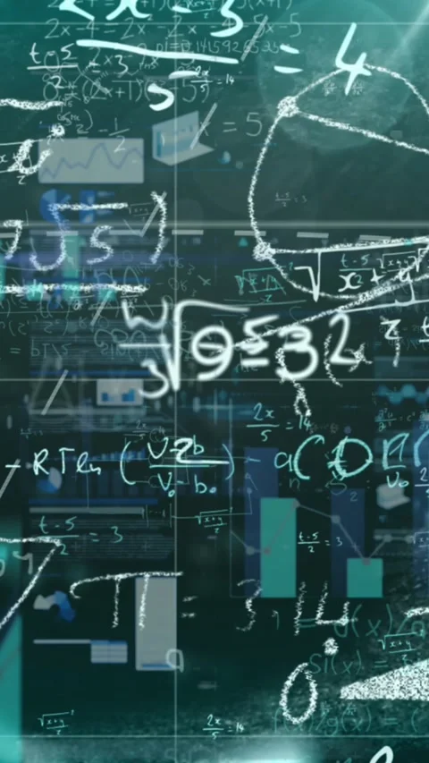 Animation of mathematical equations, data processing and statistics Stock Footage 321923399