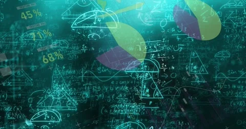 Animation of mathematical equations, data processing and statistics Stock Footage 326099981