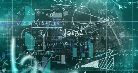Animation of mathematical equations, data processing and statistics Stock Footage 330591006