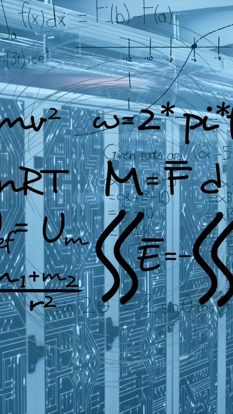 Animation of mathematical equations data processing over computer servers Stock Footage 344243881