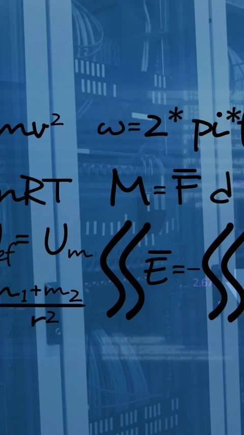 Animation of mathematical equations data processing over computer servers Stock Footage 344243909