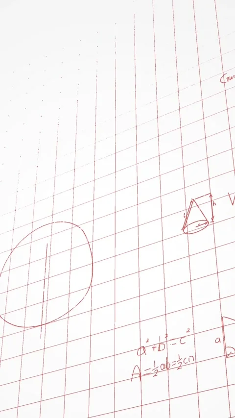 Animation of mathematical equations, diagrams and formulas against sqaured lined Видео 344745883