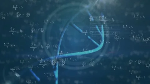 Animation of mathematical equations, dna strand and data processing over black Stock Footage 328311592
