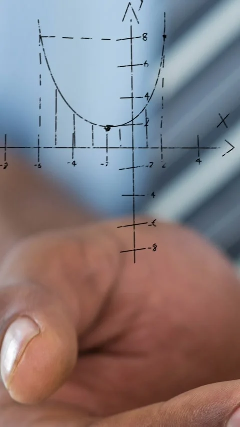 Animation of mathematical equations floating against close up of cupped hands Stock Footage 344745890