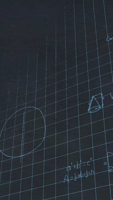Animation of mathematical equations floating over grid network against black Stock Footage 344678278