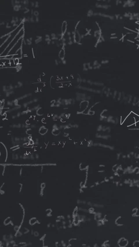 Animation of mathematical equations, formulas and diagrams floating against grey Видео 344706297