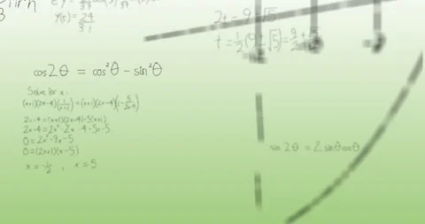 Animation of mathematical equations on green background Stock Footage 329108056