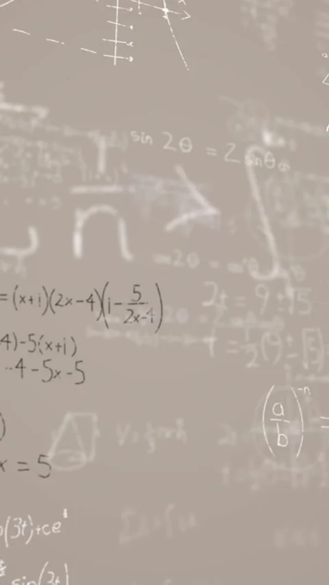Animation of mathematical equations on grey background Stock Footage 341953122