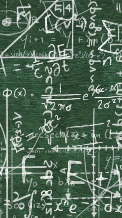 Animation of mathematical equations moving on green background Stock Footage 342097668