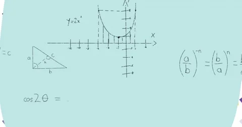 Animation of mathematical equations moving over blue background Stock Footage 329508399