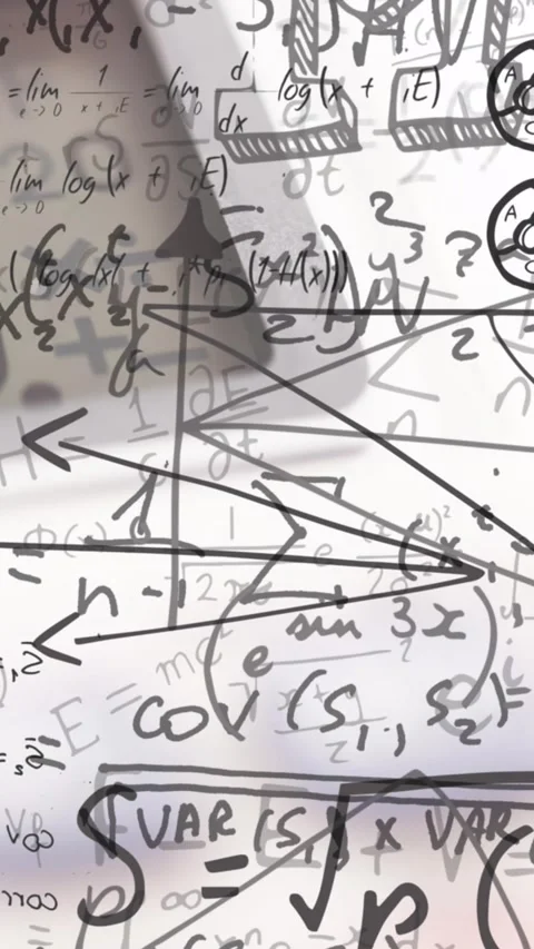 Animation of mathematical equations moving on white background Stock Footage 342136449