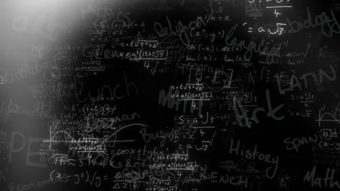 Animation of mathematical equations over black background Stock Footage 326100251