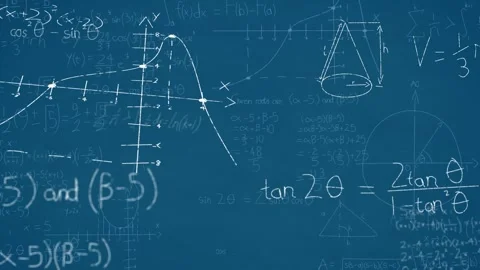 Animation of mathematical equations over blue background Stock Footage 330725189