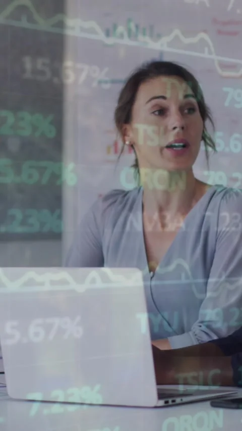 Animation of mathematical equations over couple using laptop Stock Footage 322728907