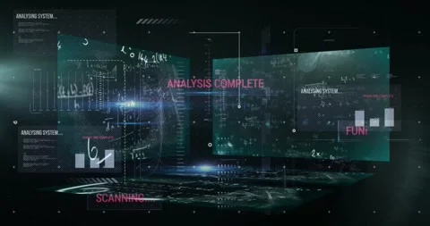 Animation of mathematical equations over data processing on black background Stock Footage 329414449